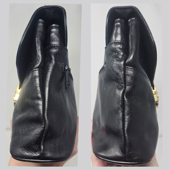 Vintage Oroton Australian Genuine Cowhide Black Leather Purse Satchel Crossbody - Picture 14 of 16